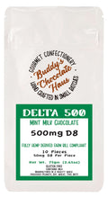 Load image into Gallery viewer, mint milk chocolate bar infused with delta 8 (D8) derived from hemp