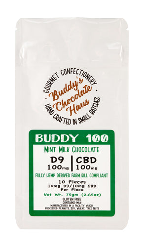 mint chocolate bar infused with Delta 9 THC and CBD derived from hemp