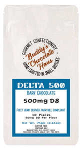 dark chocolate bar infused with delta 8 (D8) derived from hemp