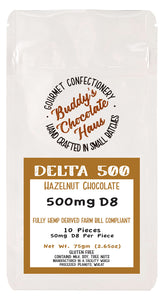 hazelnut chocolate bar infused with delta 8 (D8) derived from hemp