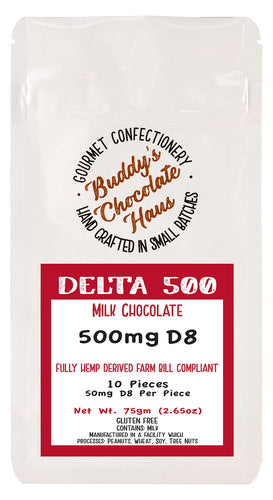 milk chocolate bar infused with delta 8 (D8) derived from hemp