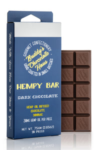 dark chocolate bar infused with CBD derived from hemp
